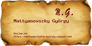 Mattyasovszky György névjegykártya
